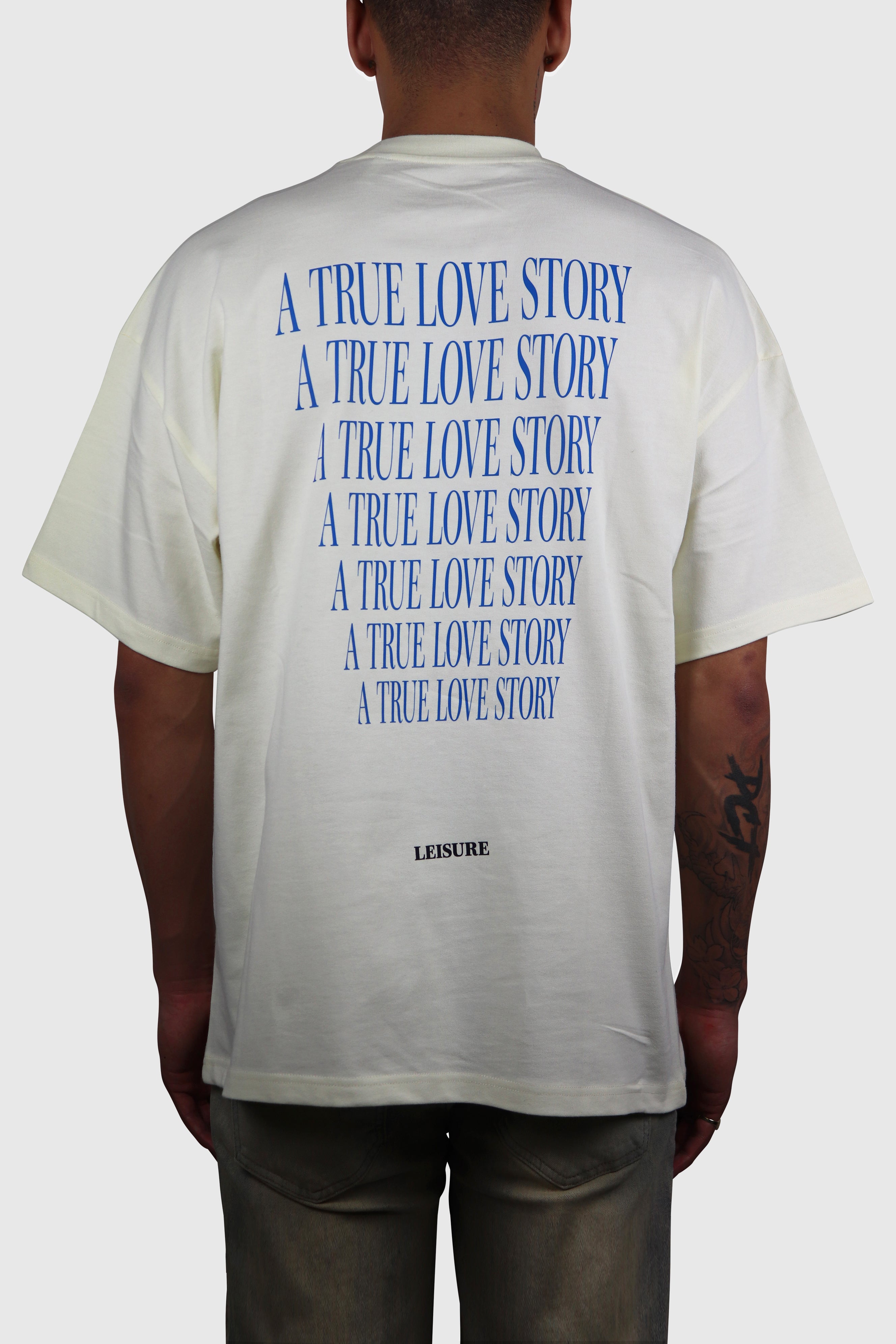 A TRUE LOVE STORY T-SHIRT - CREAM/BLUE