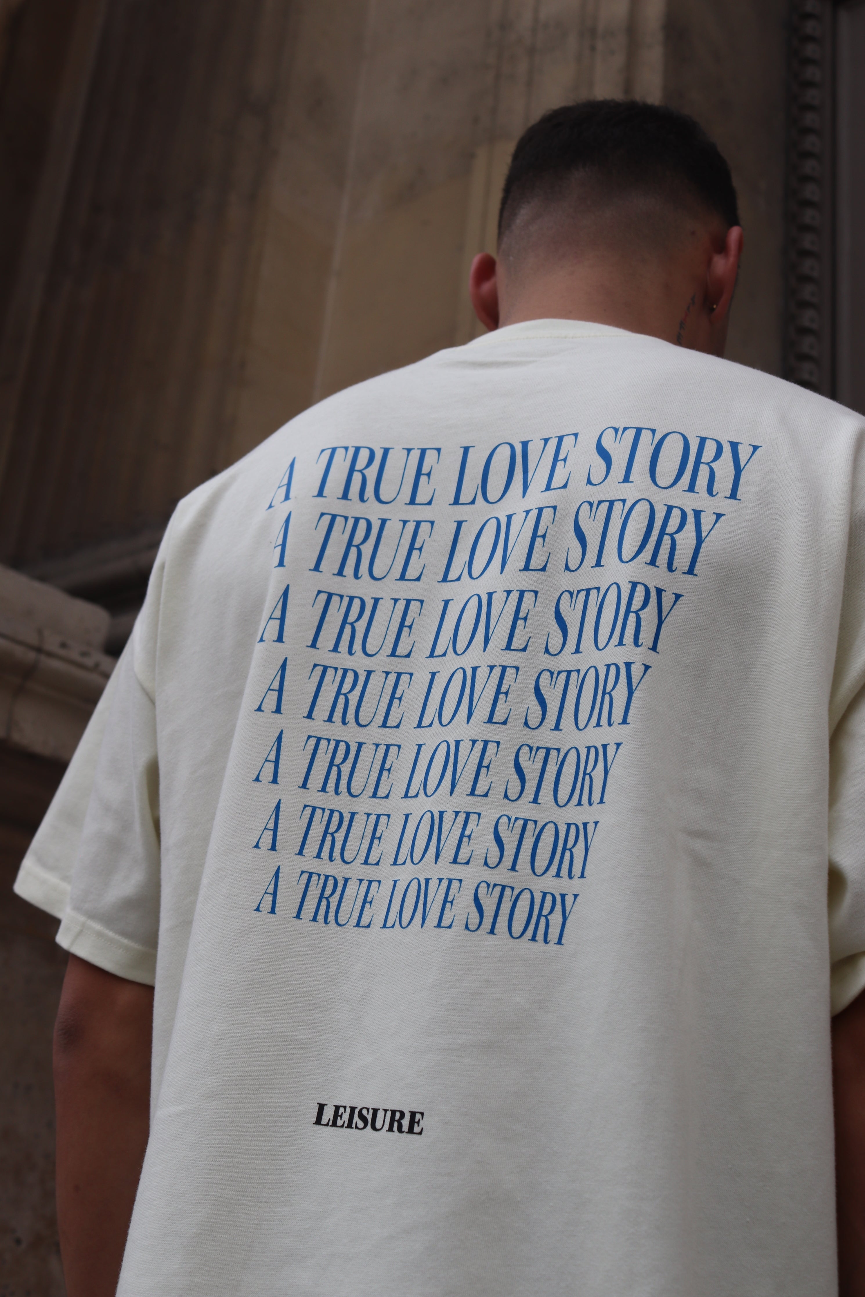 A TRUE LOVE STORY T-SHIRT - CREAM/BLUE